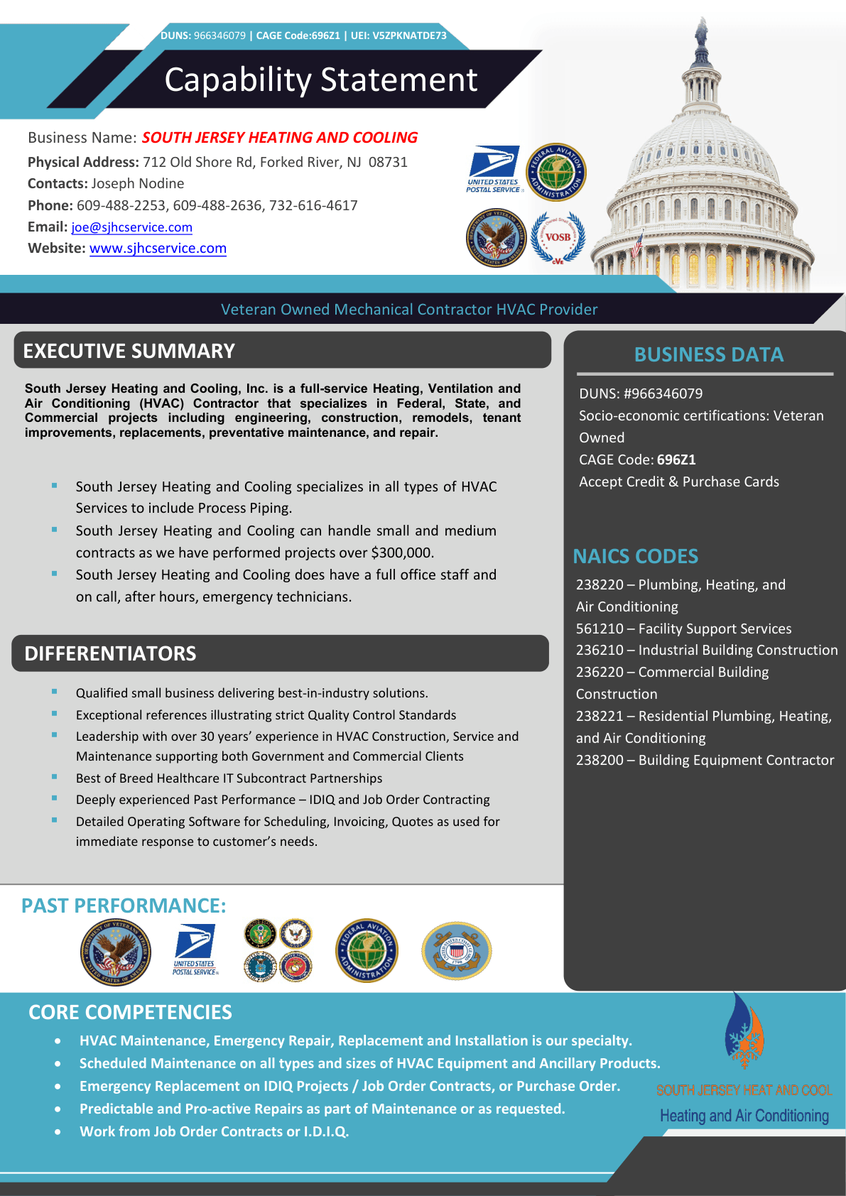 South Jersey Heating and Cooling capability statement